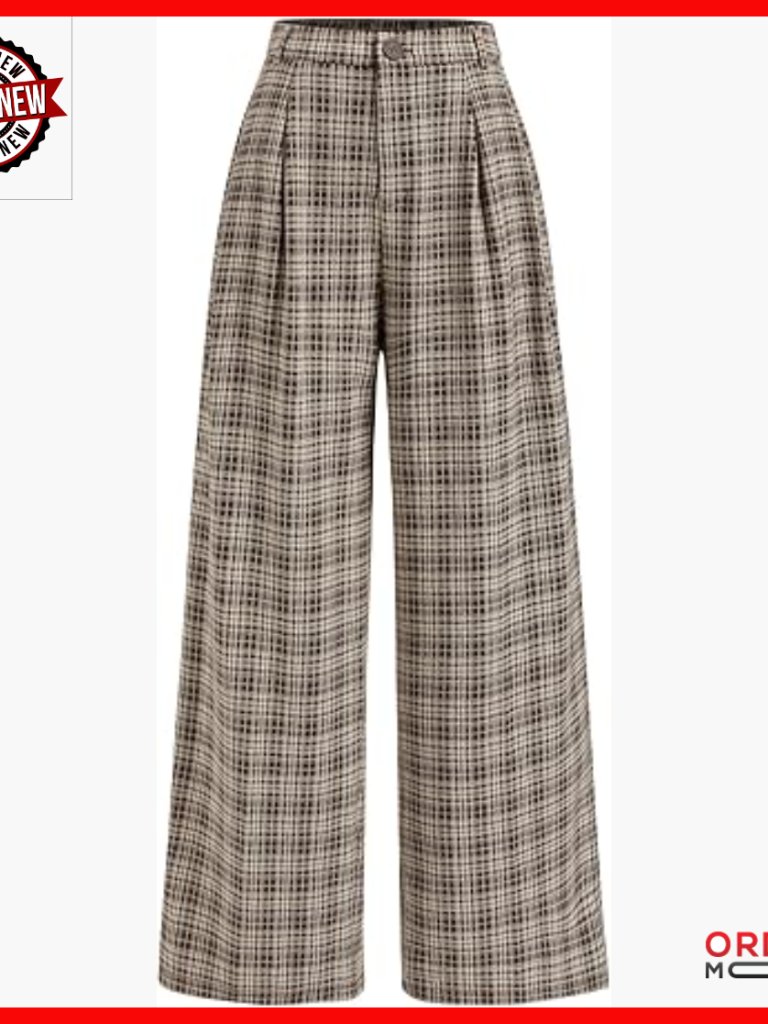 Wide Leg Pants With Pockets, Mid Waist, Business Casual Trousers